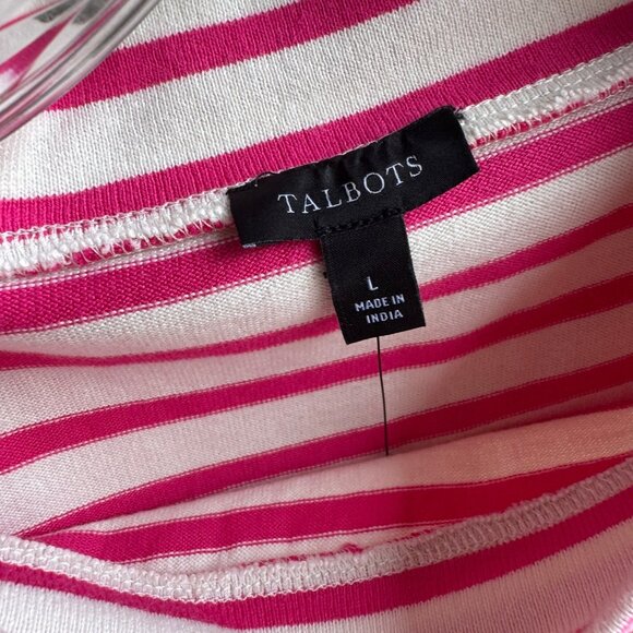 Talbots Long Sleeve Turtleneck Cotton Stripe Knit Blouse Women's Size L. - Picture 4 of 8